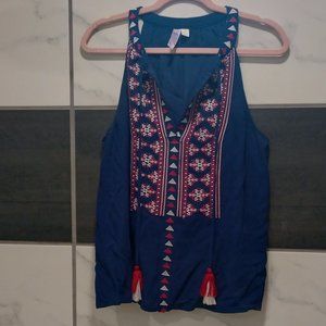 Alya Embroidered Bohemian Tank with Tassels
